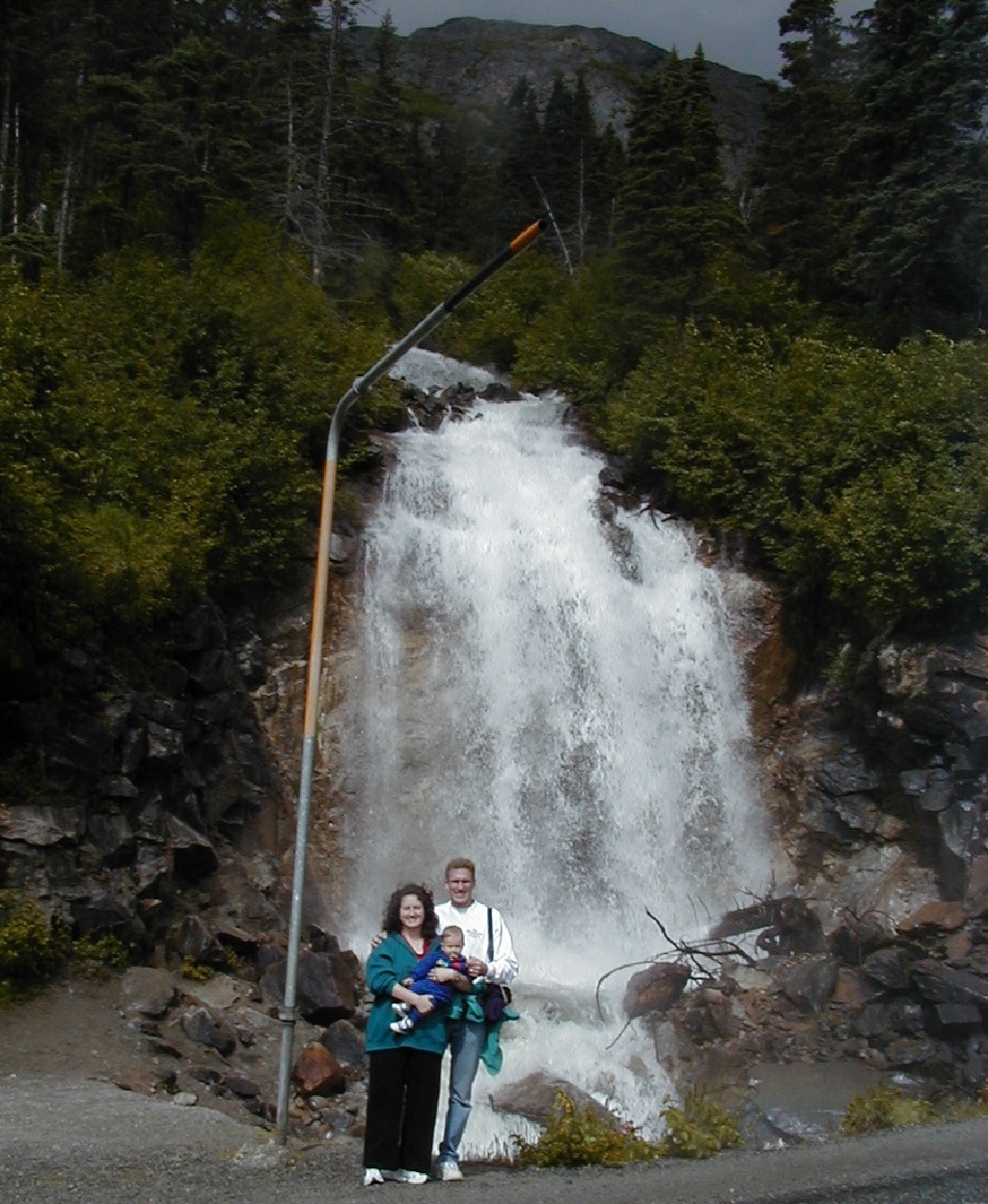 2000-07-06-Alaska-Cruise-09-Travis-Suzi-Chance-Waterfall-Skagway.jpg