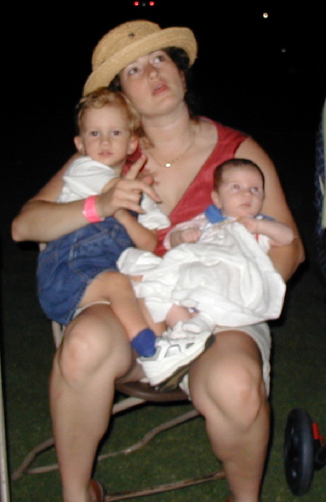 2001-07-03-18-Lost-Creek-CC-Party-Chance-Dax-Suzi-watching-fireworks.jpg