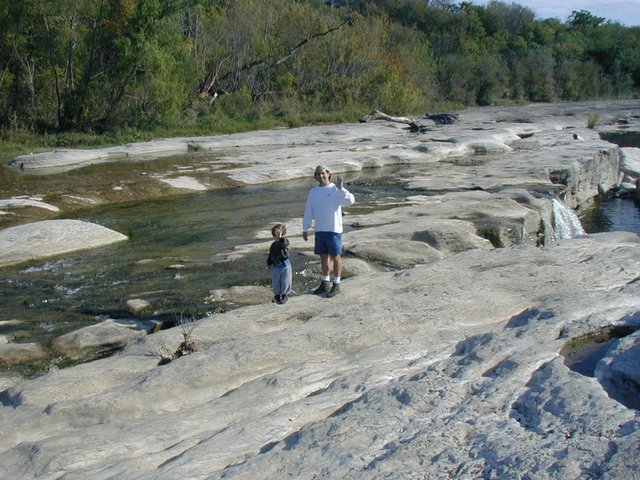 2001-10-26-Camping-McKinney-Falls-12-Jim-Aaron-at-falls.JPG