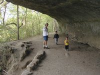 2001-10-26-Camping-McKinney-Falls-23-Chance-Aaron-Jim-Rock-overhang.JPG