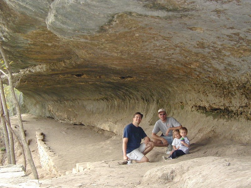 2001-11-12-Camping-McKinney-Falls-13-Chance-Travis-Matt-Jack.JPG