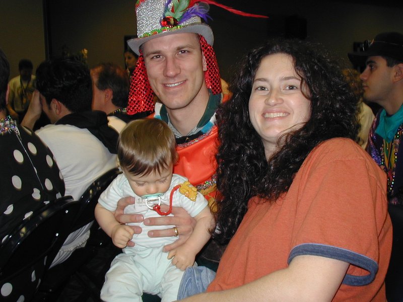 2002-02-09-07-preparing-for-parade-Travis-Dax-Suzi-at-church.JPG