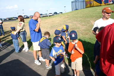 2006-08-02-Scout-campout-Dell-Diamond-01-parade-Chance-Dax.JPG