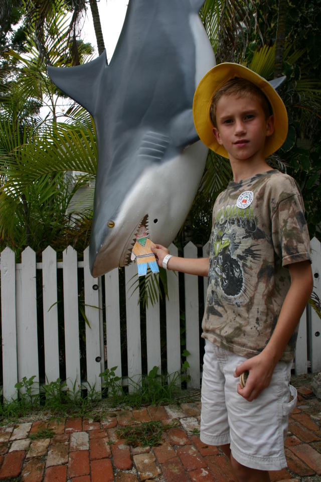 2007-09-23-Disney-Magic-Cruise-09-Key-West-Flat-Stanley-Chance-shark.JPG