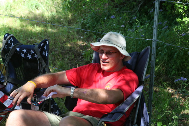 2012-03-31-Troop214-District-Camporee-Wolf-Mountain-36-Travis-first-aid-victim.JPG
