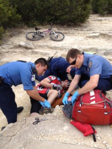 2013-01-27-Practice-Hike-Barton-Springs-Trail-assisting-hurt-biker-1.JPG