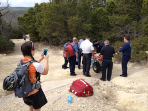 2013-01-27-Practice-Hike-Barton-Springs-Trail-assisting-hurt-biker-11.JPG