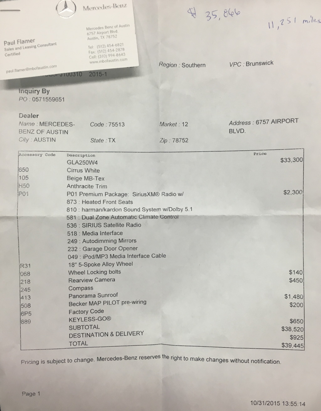 2015-10-Car-Shopping-02-Mercedes-GLA250-first-choice-did-not-buy-this-one.JPG