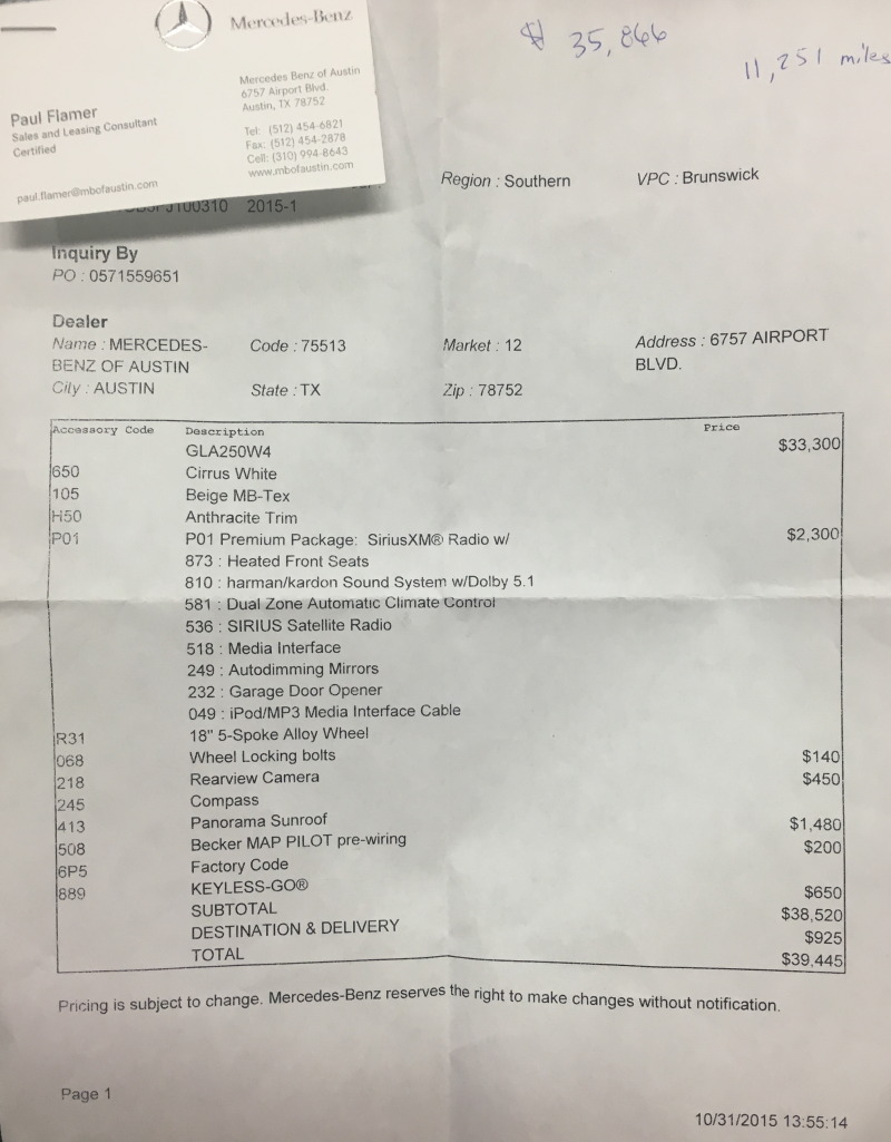 2015-10-Car-Shopping-02-Mercedes-GLA250-first-choice-did-not-buy-this-one.JPG