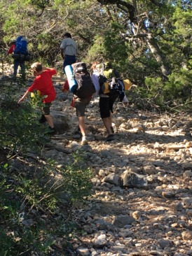 2015-10-17-Troop214-Lost-Maples-23-Chance-Sebastian-holding-hands-so-they-wont-put-rocks-in-packs.JPG