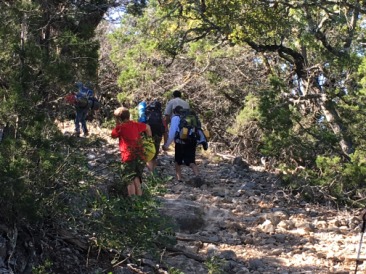 2015-10-17-Troop214-Lost-Maples-24-Chance-Sebastian-holding-hands-so-they-wont-put-rocks-in-packs.JPG
