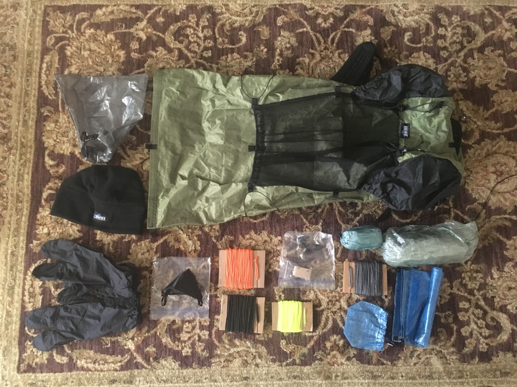 2015-12-10-Zpacks-gear-7-pack-fly-cords-bear-bag-clothes-bag-lobster-mittens-tarpPole-hat-packCover.JPG