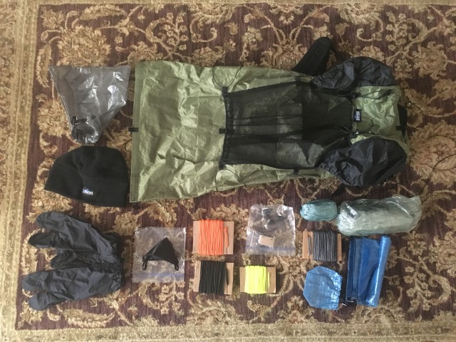 2015-12-10-Zpacks-gear-7-pack-fly-cords-bear-bag-clothes-bag-lobster-mittens-tarpPole-hat-packCover.JPG