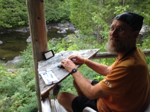 2016-08-02-Appalachian-Trail-575-Bevo-typing-up-Postholer-journal-entry-for-the-day.JPG