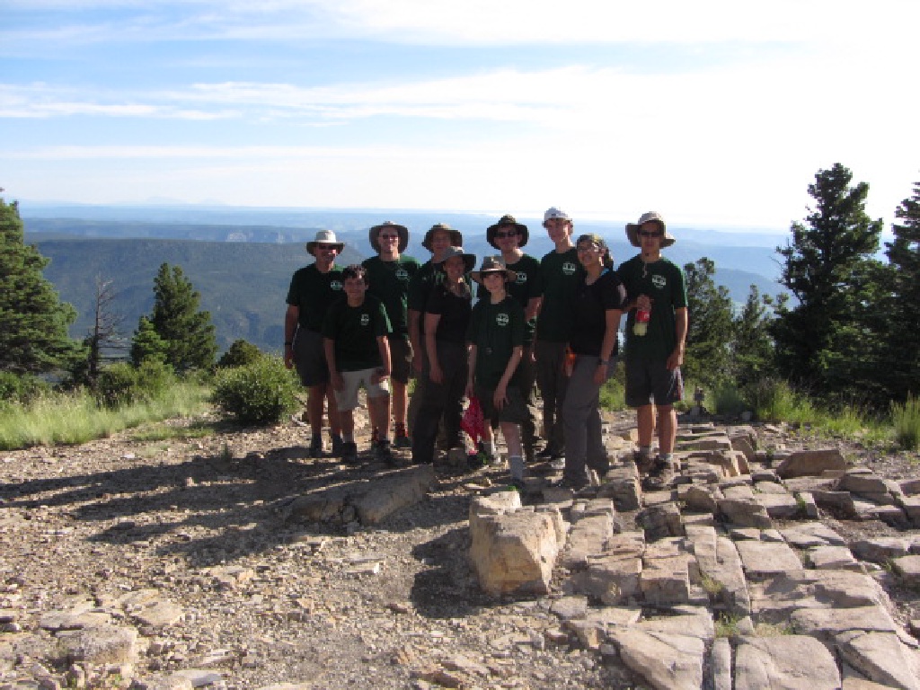 2015-07-04-Philmont-4star-04-Ron-Will-Travis-PatDuffy-Becky-Dax-Nathan-Chance-Rhys-Sebastian-Shaefers-Peak.JPG