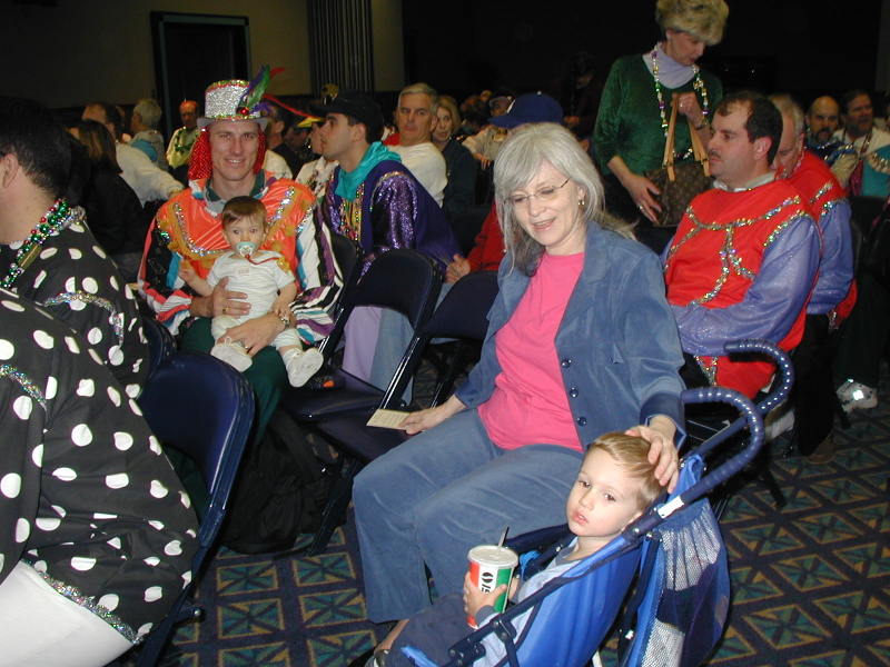 2002-02-09-06-preparing-for-parade-Travis-Dax-Susana-Chance-at-church.JPG