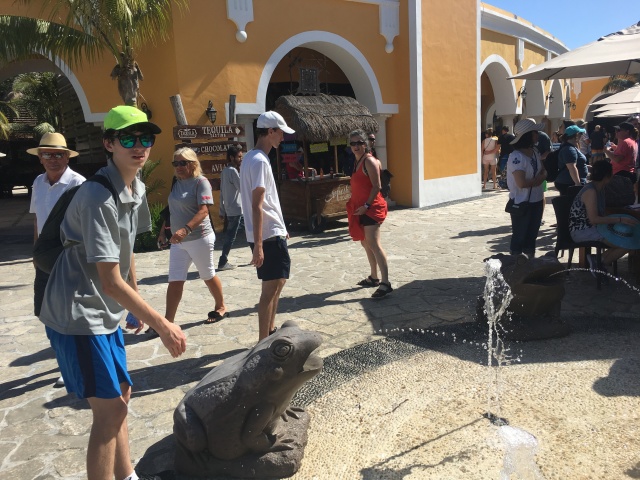 2017-12-20-Cruise-11-Costa-Maya-Dax-Chance-Suzi-fountain-after-jungle-walk.JPG