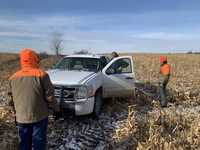 2019-11-12-Pheasant-Hunting-03-Brian-rescues-Dans-car-after-Tim-locked-the-keys-in-it.JPG