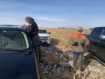 2019-11-12-Pheasant-Hunting-05-Brian-rescues-Dans-car-after-Tim-locked-the-keys-in-it.JPG