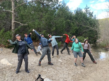 2020-01-19-Crew-8787-Lost-Maples-Camping-04-Terrie-Carl-Guy-Addison-Nicole-Megan-Izzy-throwing-rocks.JPG