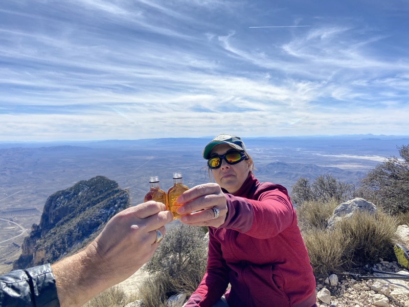 2020-02-16-Guadalupe-Peak-Texas-64-Travis-Terry-cheers-Woodford-Reserve.JPG