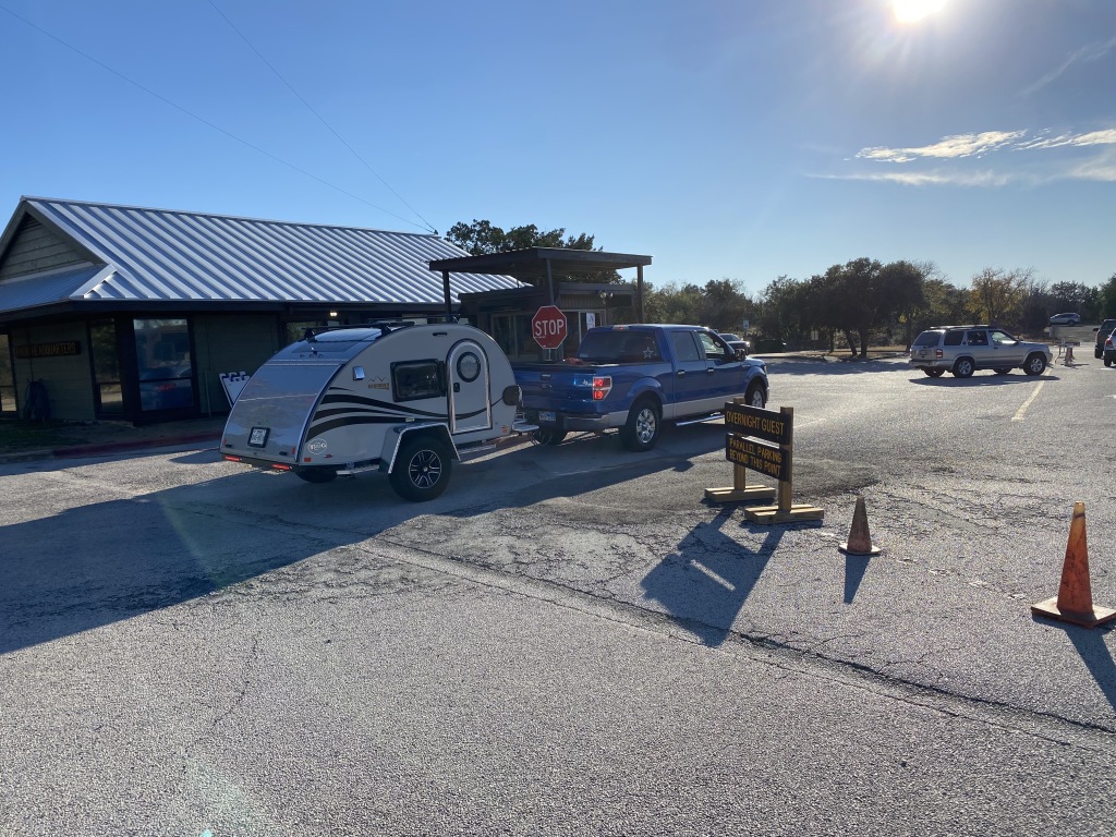 2020/12(December)/Camping-Inks-Lake-friends/1024x768_2020-12-04-Inks-Lake-Camping-06-Kiffin-Doug-rented-teardrop-trailer.JPG