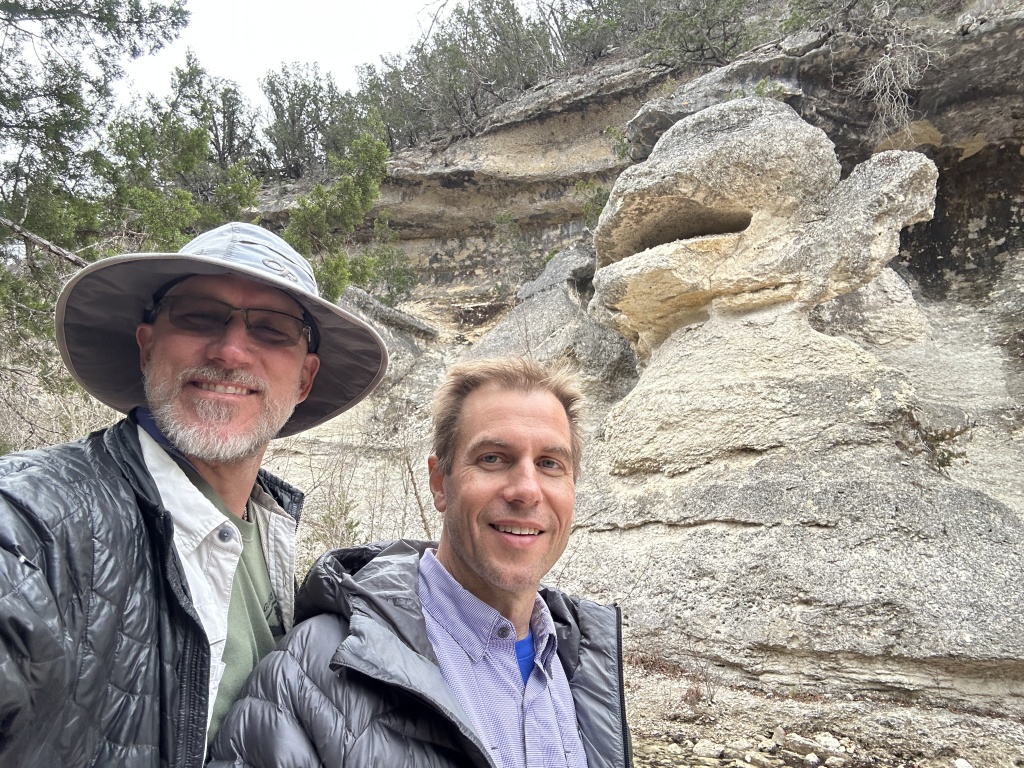 2023/01(January)/Camping-Lost-Maples-TX/1024x768_2023-01-15-Crew-8787-Lost-Maples-14-Travis-Ben-Monkey-Rock.JPG