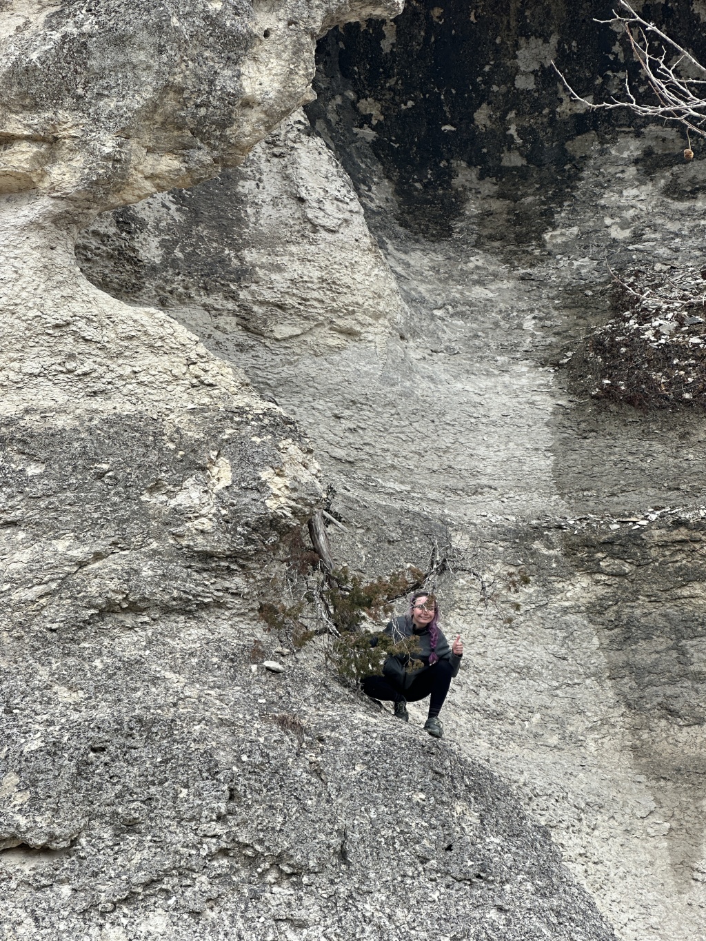 2023-01-15-Crew-8787-Lost-Maples-16-Clare-on-Monkey-Rock.JPG