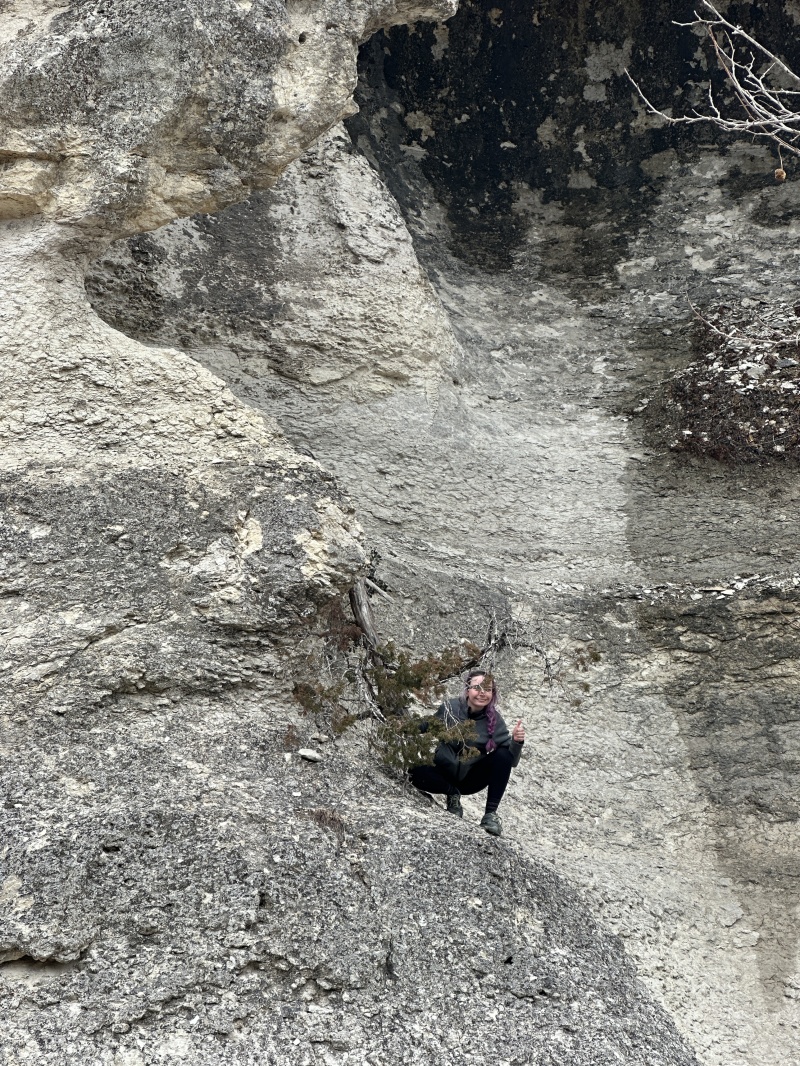 2023-01-15-Crew-8787-Lost-Maples-16-Clare-on-Monkey-Rock.JPG